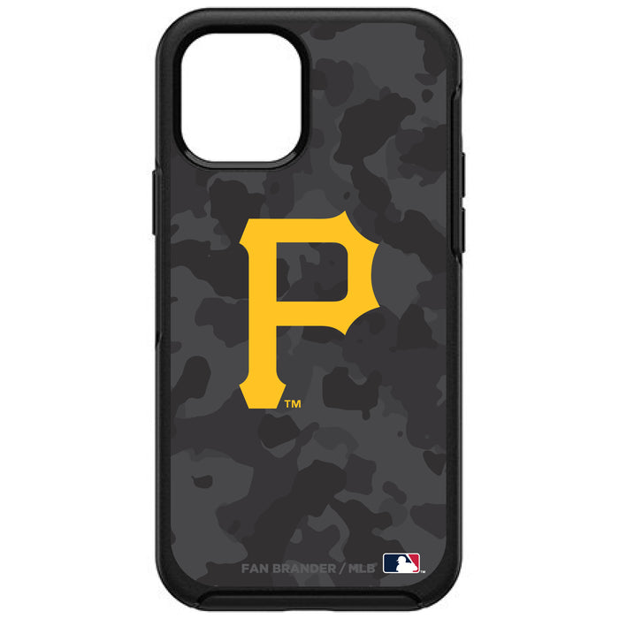 OtterBox Black Phone case with Pittsburgh Pirates Primary Logo Urban Camo background