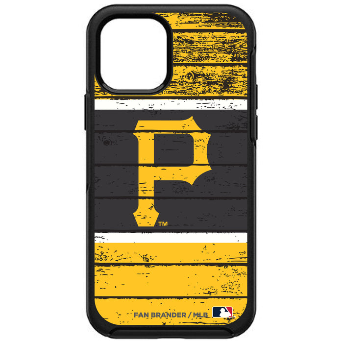 OtterBox Black Phone case with Pittsburgh Pirates Primary Logo on Wood Design