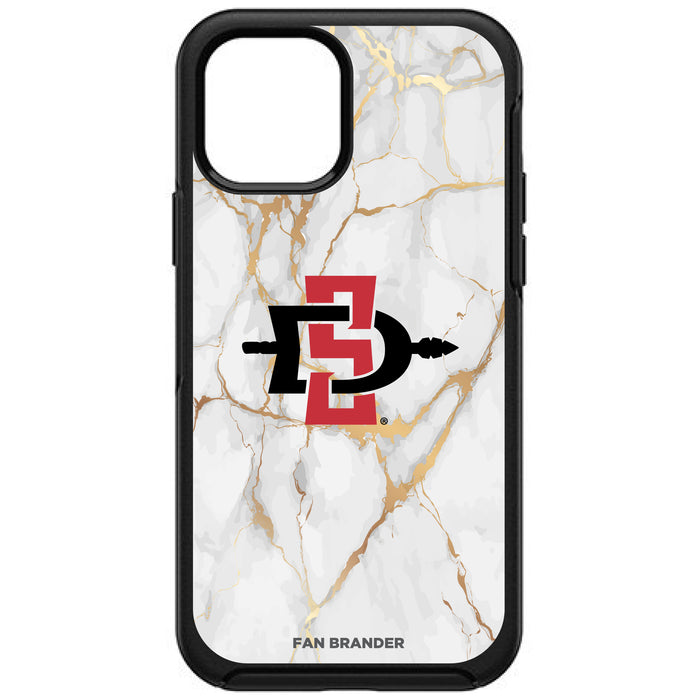 OtterBox Black Phone case with San Diego State Aztecs White Marble Background