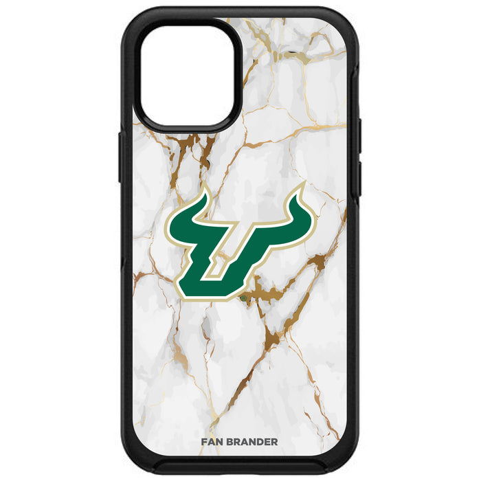 OtterBox Black Phone case with South Florida Bulls Tide White Marble Background