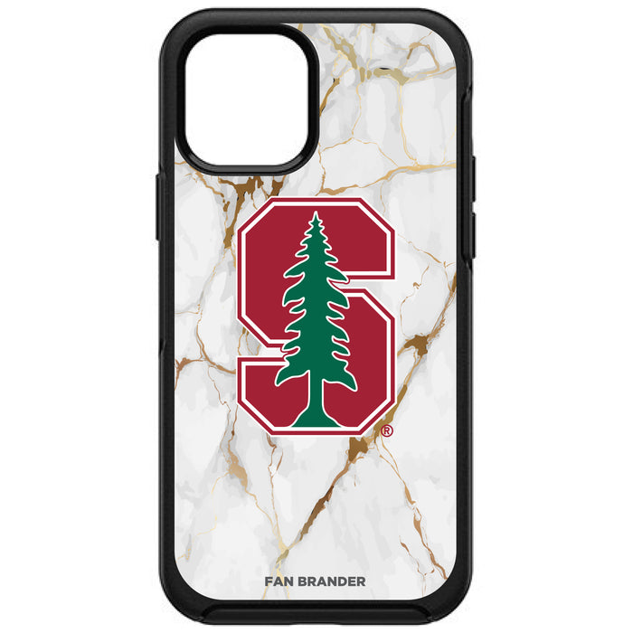 OtterBox Black Phone case with Stanford Cardinal Tide White Marble Background