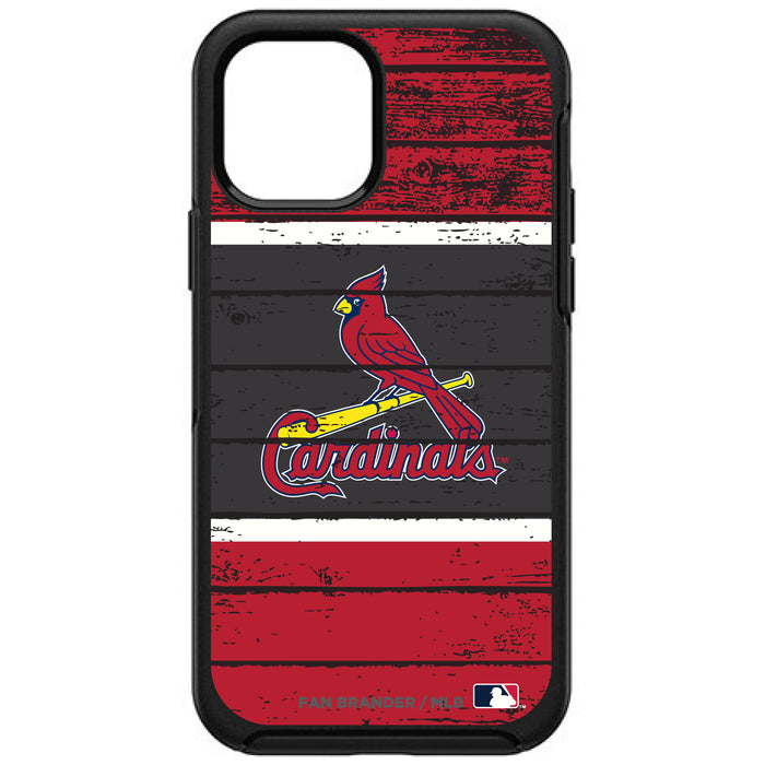 OtterBox Black Phone case with St. Louis Cardinals Primary Logo on Wood Design