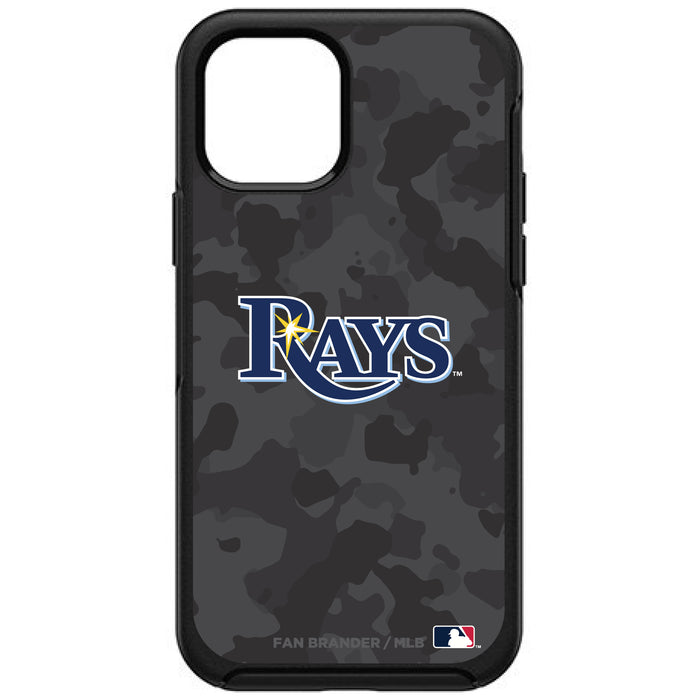 OtterBox Black Phone case with Tampa Bay Rays Primary Logo Urban Camo background