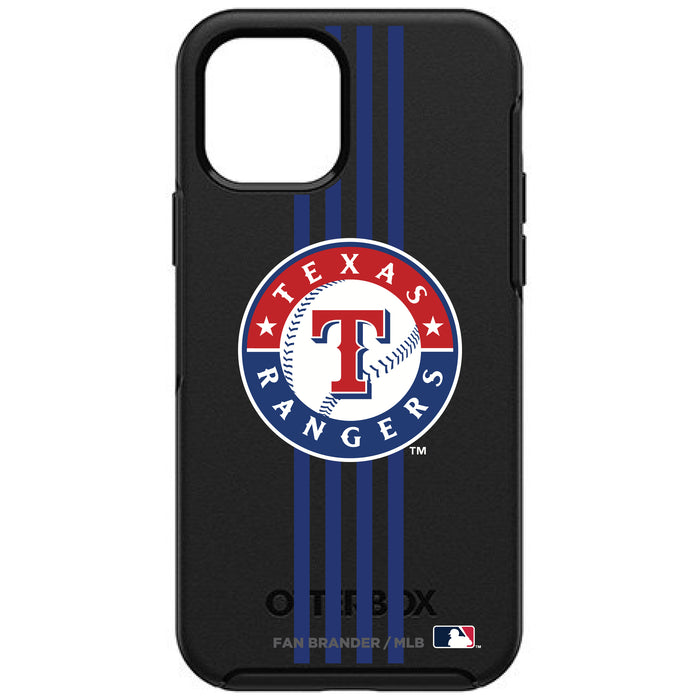 OtterBox Black Phone case with Texas Rangers Primary Logo and Vertical Stripe