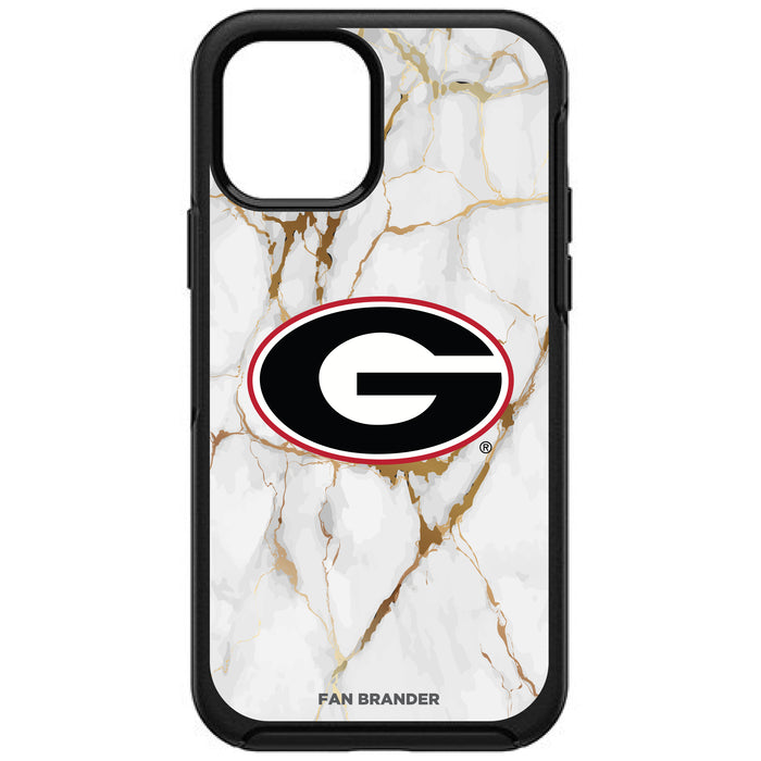 OtterBox Black Phone case with Georgia Bulldogs Tide White Marble Background