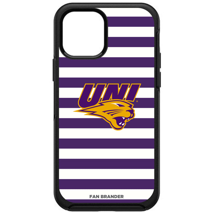 OtterBox Black Phone case with Northern Iowa Panthers Tide Primary Logo and Striped Design