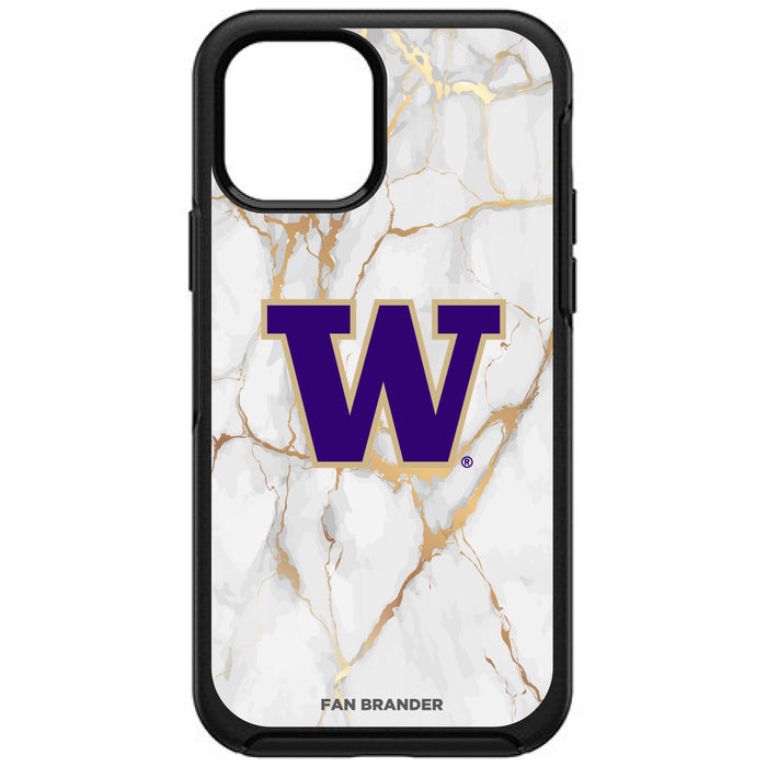 OtterBox Black Phone case with Washington Huskies White Marble Background