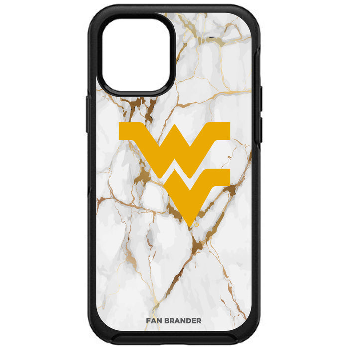 OtterBox Black Phone case with West Virginia Mountaineers Tide White Marble Background