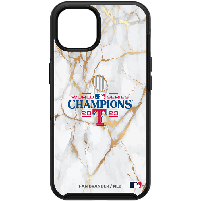 OtterBox Black Phone case with Texas Rangers 2023 MLB Champs on White Marble