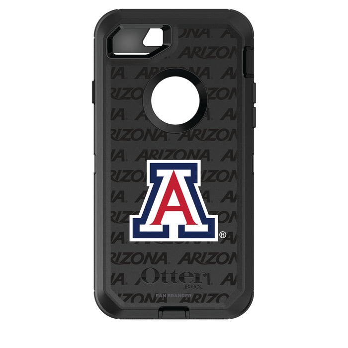 OtterBox Black Phone case with Arizona Wildcats Primary Logo on Repeating Wordmark Background