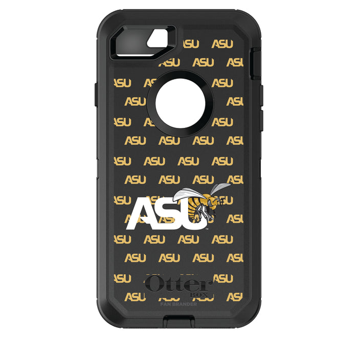 OtterBox Black Phone case with Alabama State Hornets Primary Logo on Repeating Wordmark Background