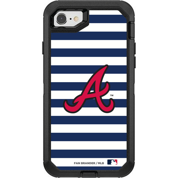 OtterBox Black Phone case with Atlanta Braves Primary Logo and Striped Design