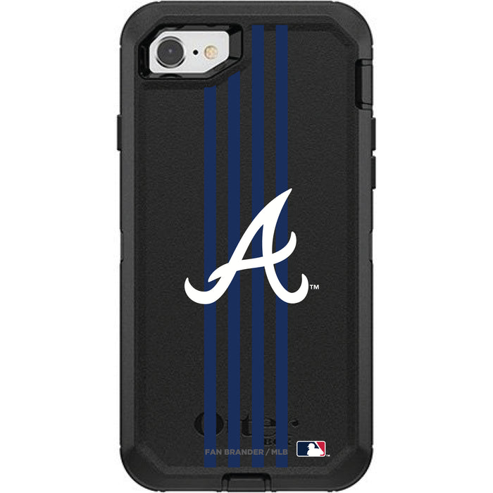 OtterBox Black Phone case with Atlanta Braves Primary Logo and Vertical Stripe