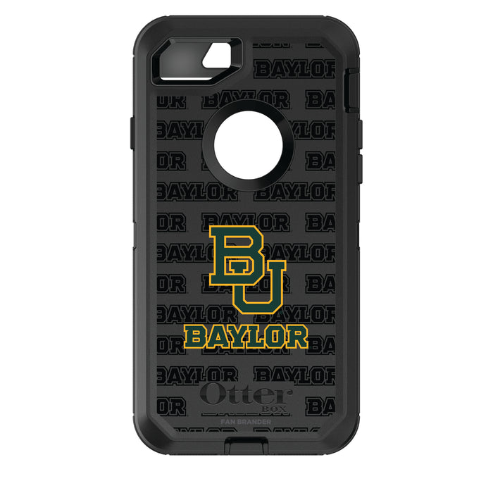 OtterBox Black Phone case with Baylor Bears Primary Logo on Repeating Wordmark Background