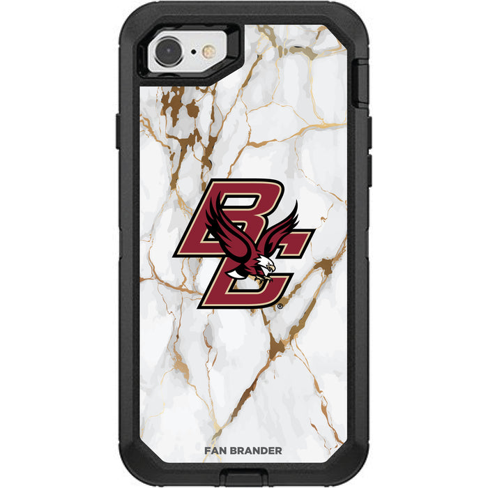 OtterBox Black Phone case with Boston College Eagles Tide White Marble Background