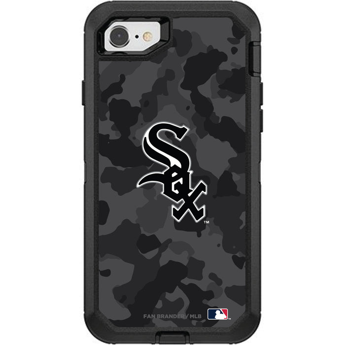 OtterBox Black Phone case with Chicago White Sox Primary Logo Urban Camo background