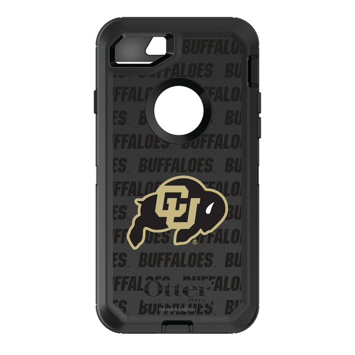 OtterBox Black Phone case with Colorado Buffaloes Primary Logo on Repeating Wordmark Background