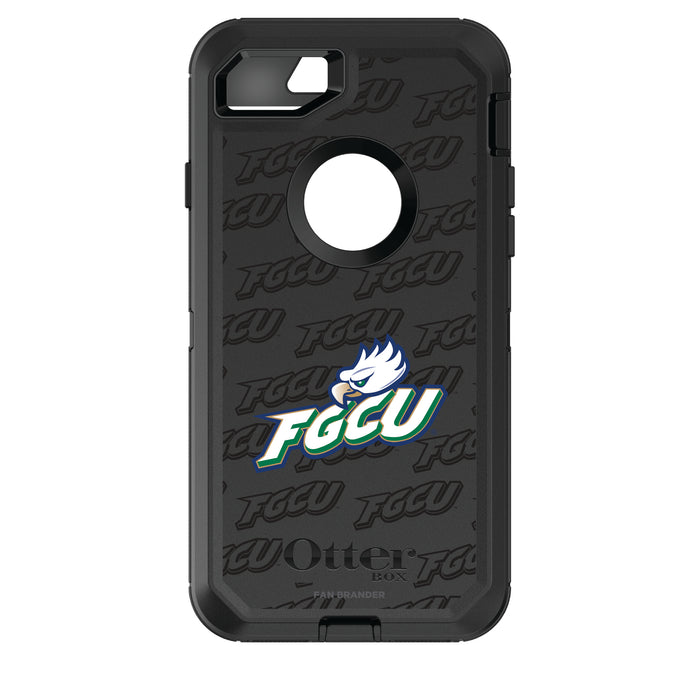 OtterBox Black Phone case with Florida Gulf Coast Eagles Primary Logo on Repeating Wordmark Background