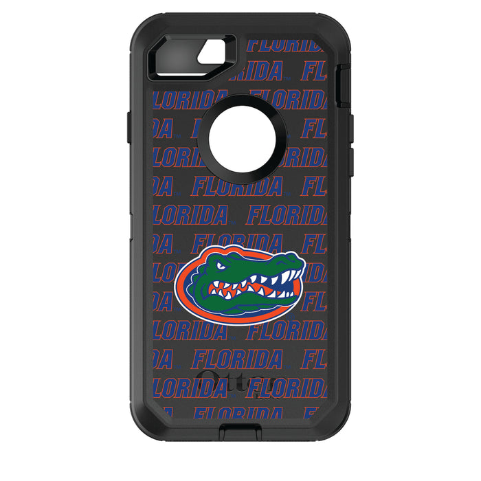 OtterBox Black Phone case with Florida Gators Primary Logo on Repeating Wordmark Background