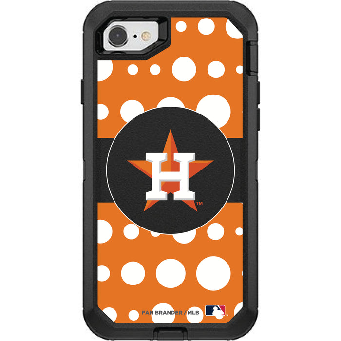 OtterBox Black Phone case with Houston Astros Primary Logo and Polka Dots Design