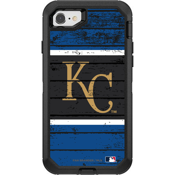 OtterBox Black Phone case with Kansas City Royals Primary Logo on Wood Design