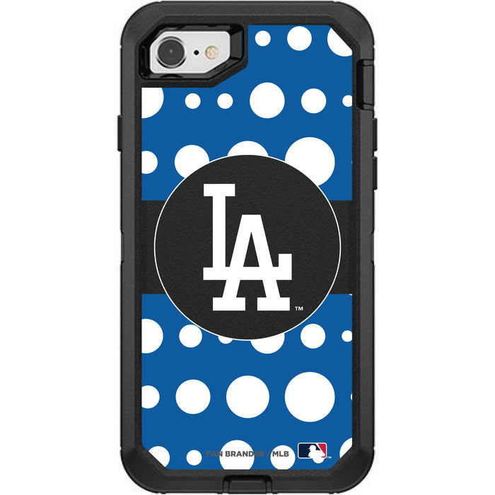 OtterBox Black Phone case with Los Angeles Dodgers Primary Logo and Polka Dots Design