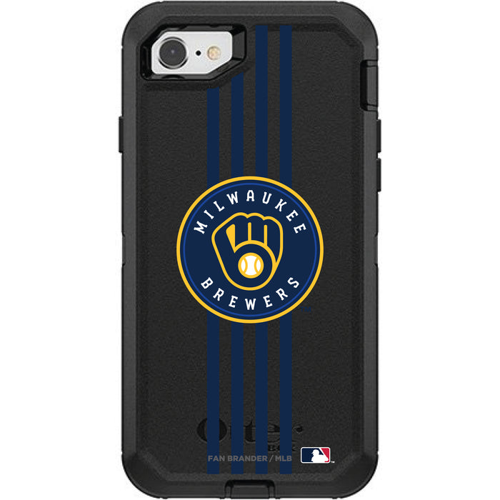 OtterBox Black Phone case with Milwaukee Brewers Primary Logo and Vertical Stripe