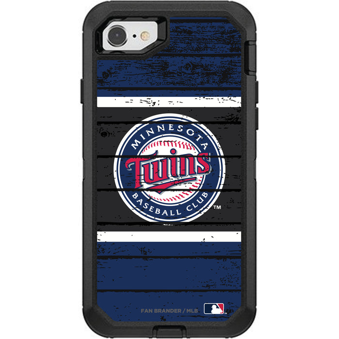OtterBox Black Phone case with Minnesota Twins Primary Logo on Wood Design