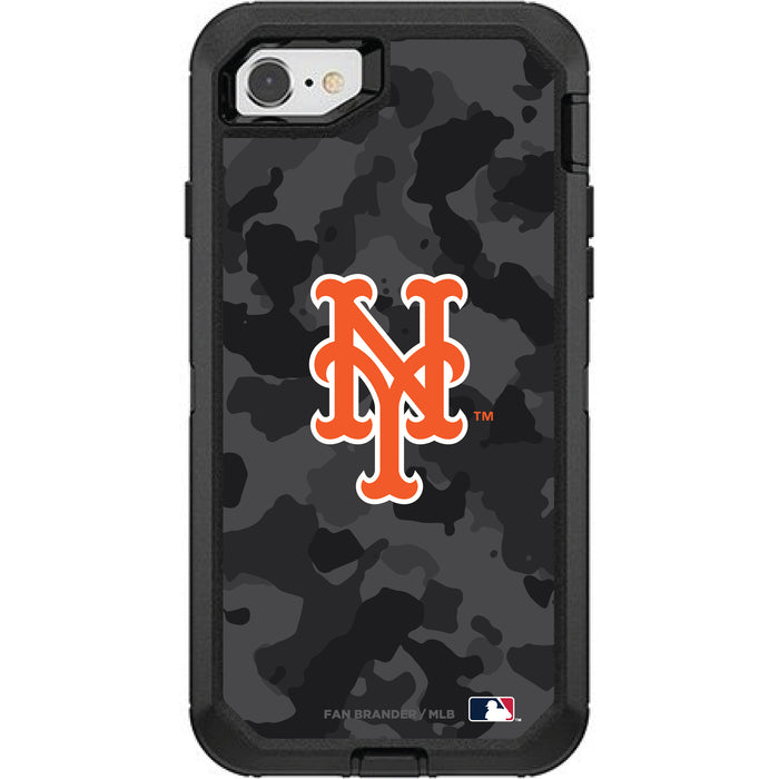 OtterBox Black Phone case with New York Mets Primary Logo Urban Camo background