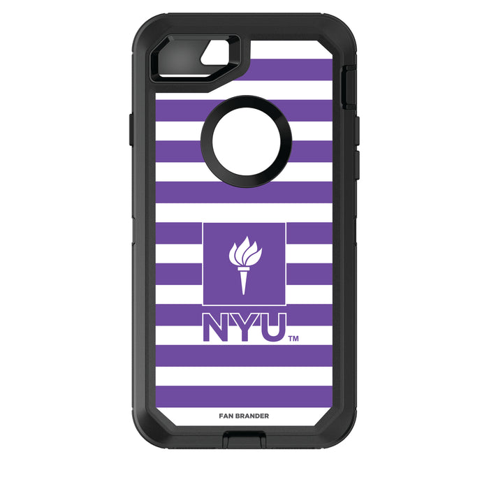 OtterBox Black Phone case with NYU Tide Primary Logo and Striped Design