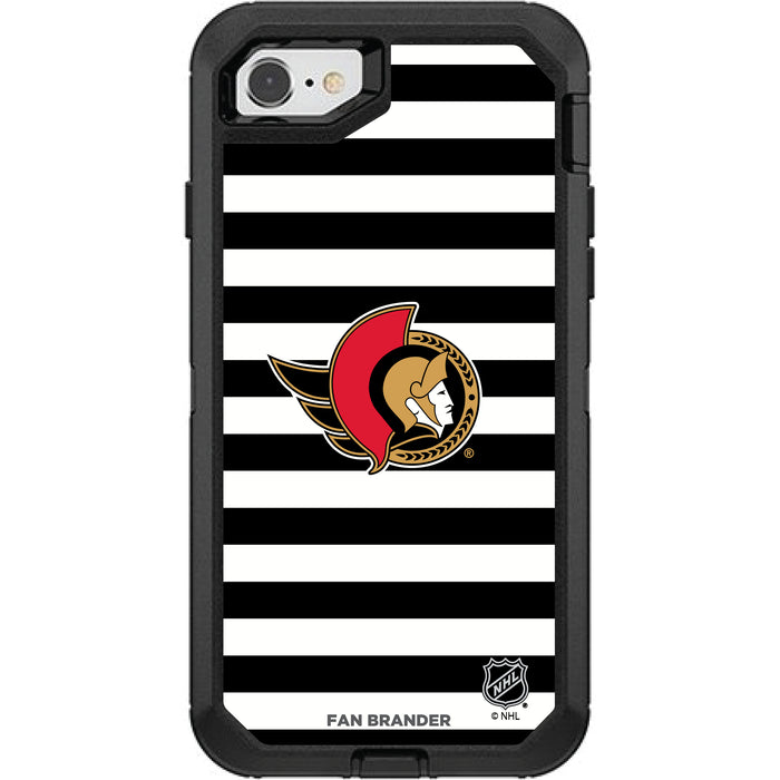 OtterBox Black Phone case with Ottawa Senators Primary Logo and Striped Design