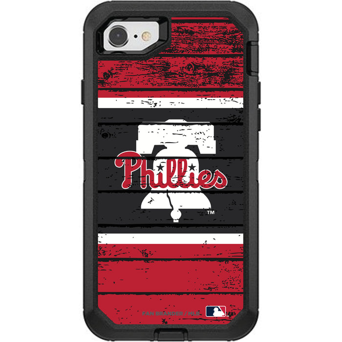 OtterBox Black Phone case with Philadelphia Phillies Primary Logo on Wood Design