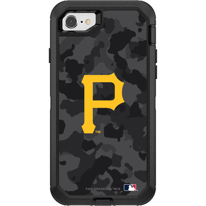 OtterBox Black Phone case with Pittsburgh Pirates Primary Logo Urban Camo background