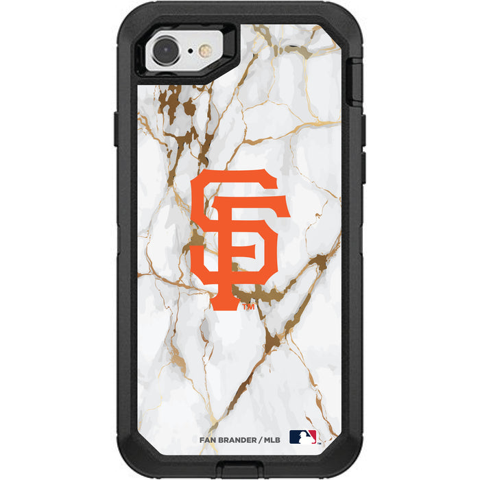 OtterBox Black Phone case with San Francisco Giants Primary Logo on white marble Background