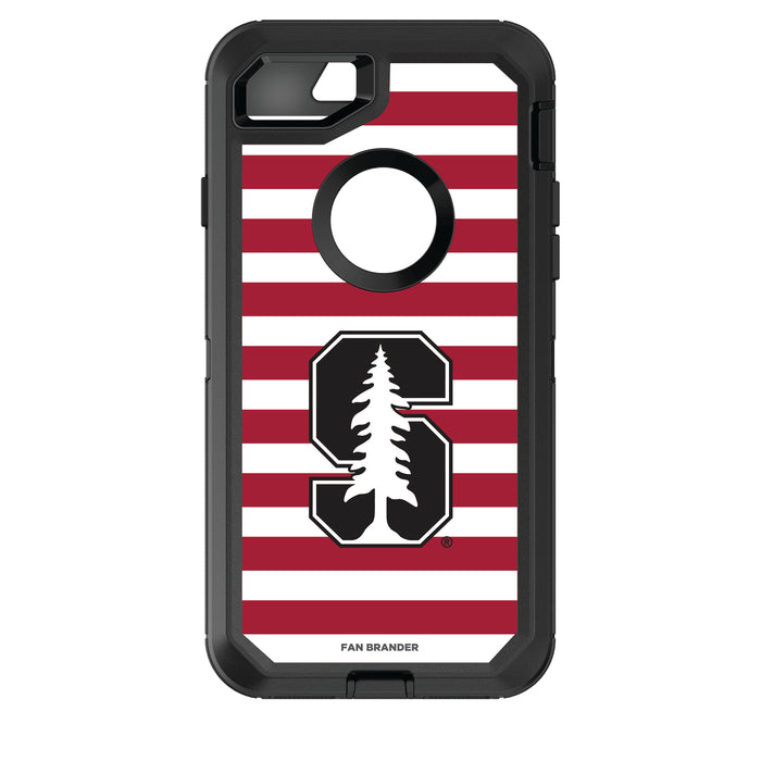 OtterBox Black Phone case with Stanford Cardinal Tide Primary Logo and Striped Design