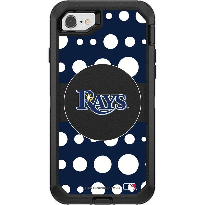OtterBox Black Phone case with Tampa Bay Rays Primary Logo and Polka Dots Design
