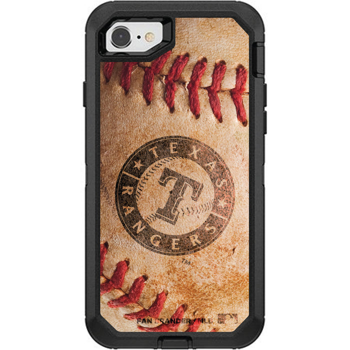 OtterBox Black Phone case with Texas Rangers Primary Logo and Baseball Design