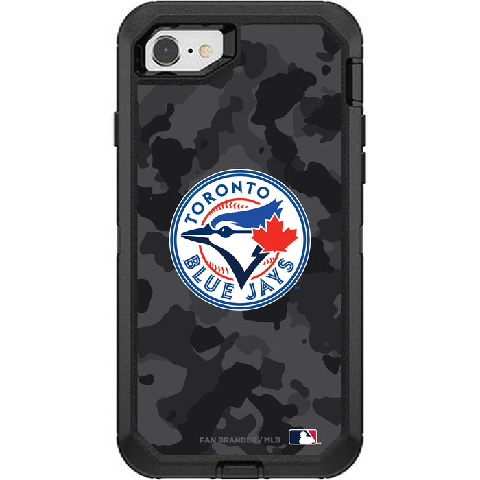 OtterBox Black Phone case with Toronto Blue Jays Primary Logo Urban Camo background
