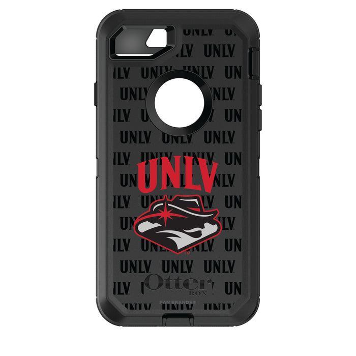 OtterBox Black Phone case with UNLV Rebels Primary Logo on Repeating Wordmark Background