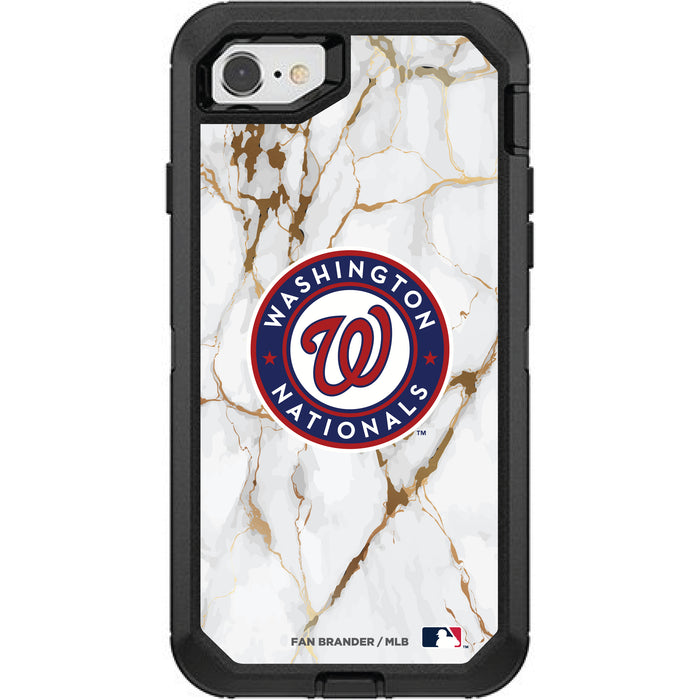 OtterBox Black Phone case with Washington Nationals Primary Logo on white marble Background