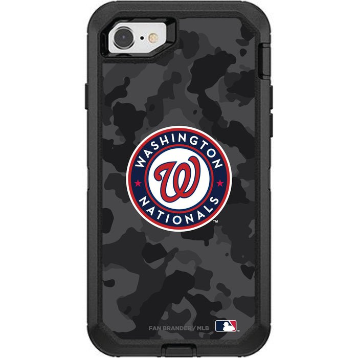 OtterBox Black Phone case with Washington Nationals Primary Logo Urban Camo background