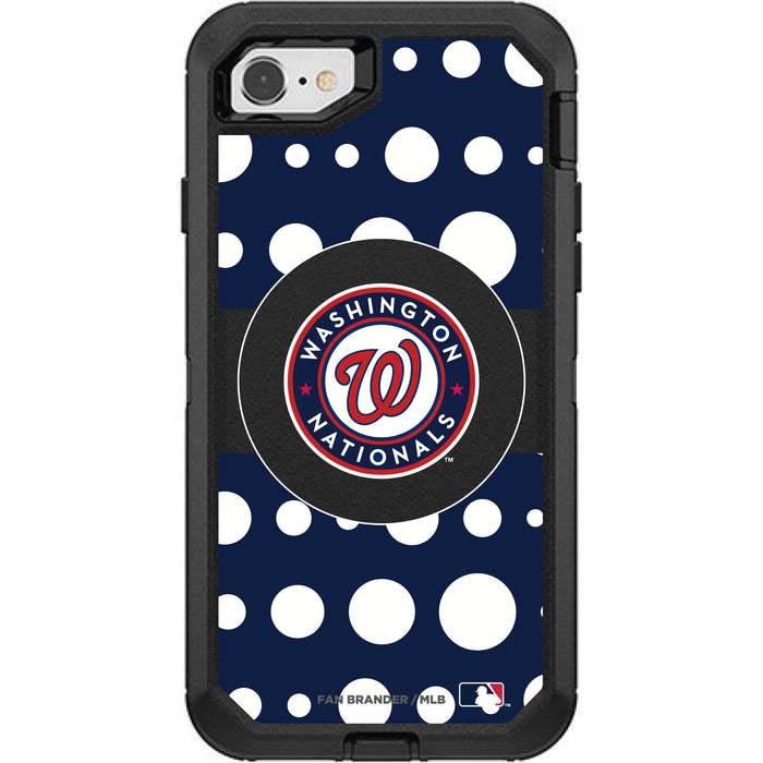 OtterBox Black Phone case with Washington Nationals Primary Logo and Polka Dots Design