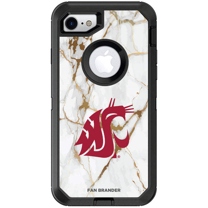 OtterBox Black Phone case with Washington State Cougars Tide White Marble Background