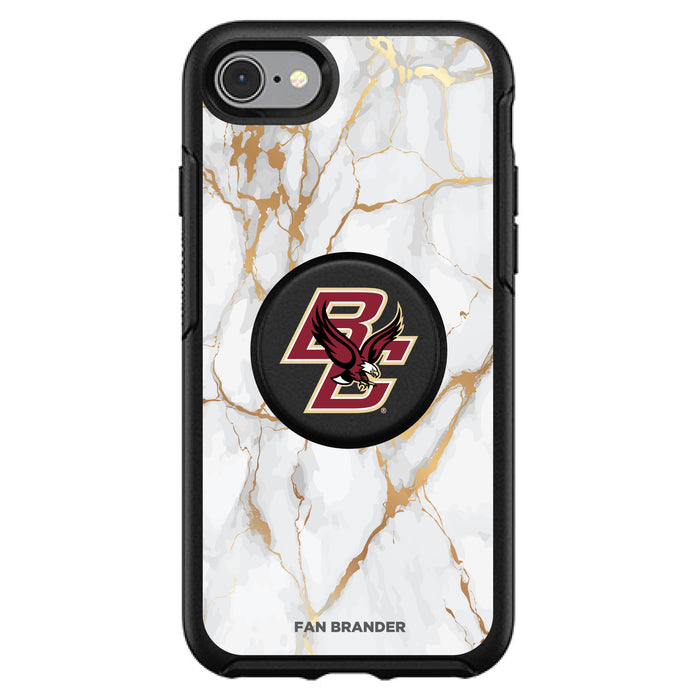OtterBox Otter + Pop symmetry Phone case with Boston College Eagles Primary Logo and White Marble design