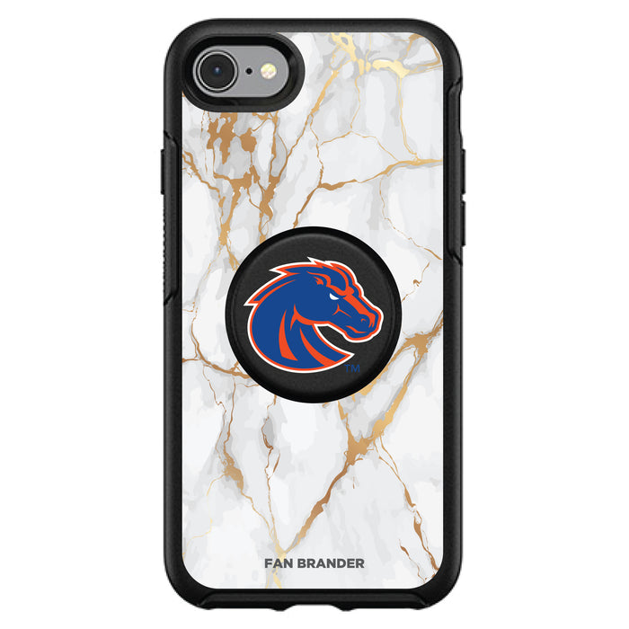 OtterBox Otter + Pop symmetry Phone case with Boise State Broncos Primary Logo and White Marble design