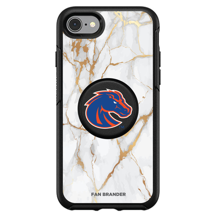 OtterBox Otter + Pop symmetry Phone case with Boise State Broncos White Marble Background