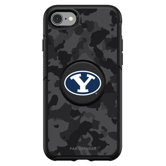 OtterBox Otter + Pop symmetry Phone case with Brigham Young Cougars Primary Logo and Urban Camo design