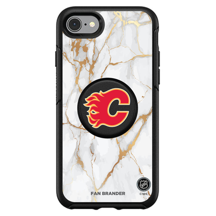 OtterBox Otter + Pop symmetry Phone case with Calgary Flames White Marble design