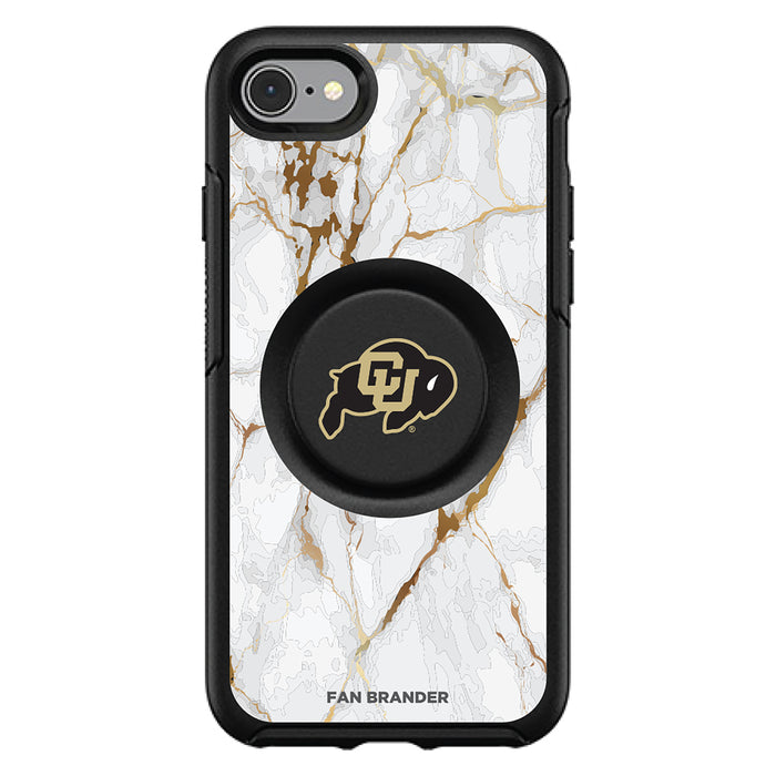 OtterBox Otter + Pop symmetry Phone case with Colorado Buffaloes White Marble Background