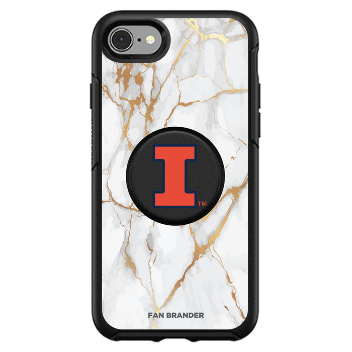 OtterBox Otter + Pop symmetry Phone case with Illinois Fighting Illini White Marble Background